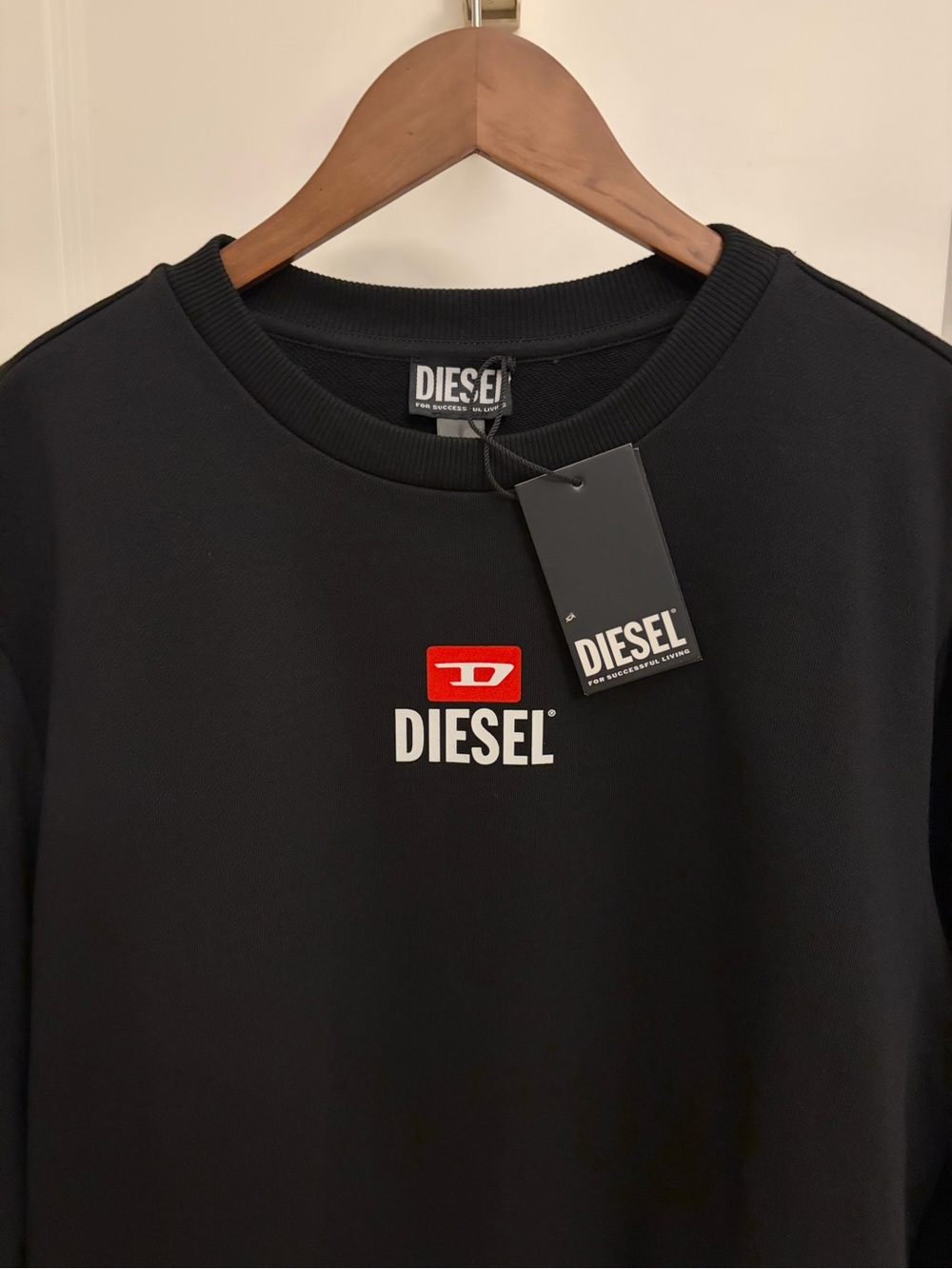 Diesel Black Crewneck Sweatshirt with Red Logo